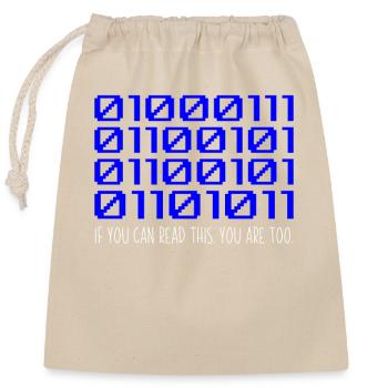 Funny Coder Binary Code Programmer Developer - Closable cotton gift bag (25x30cm) - nature - Front