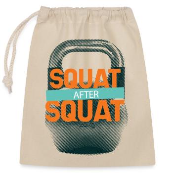Kettlebell Squat Workout - Verschließbarer Geschenkbeutel aus Baumwolle (25x30cm) - Natur - Vorne
