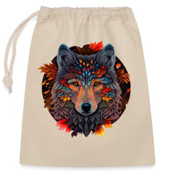 Loups Silhouette Conservation de la nature Bien-être animal Loup - Sac cadeau en coton avec cordon (25 x 30 cm) - nature - Devant