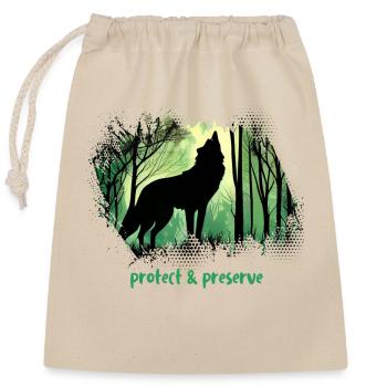 Loups Silhouette Conservation de la nature Bien-être animal Loup - Sac cadeau en coton avec cordon (25 x 30 cm) - nature - Devant