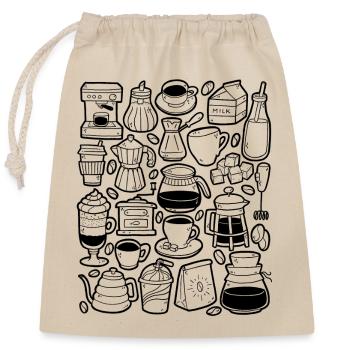 Coffee Bean Barista Cappuccino Latte Coffeeshop - Closable cotton gift bag (25x30cm) - nature - Front