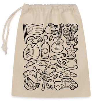 Cuba Doodle Havana Cigar Rhum Rumba des Caraïbes - Sac cadeau en coton avec cordon (25 x 30 cm) - nature - Devant