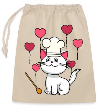 Katze Koch Geburtstagsgeschenk Hobbykoch kochen - Verschließbarer Geschenkbeutel aus Baumwolle (25x30cm) - Natur - Vorne
