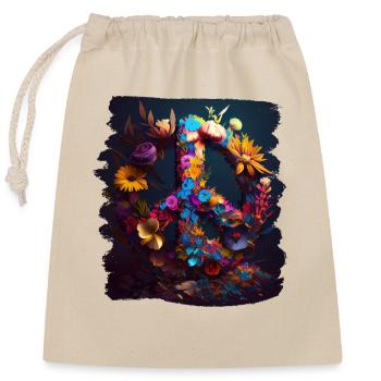 Hippie Festival Love Vintage Peace Sign - Closable cotton gift bag (25x30cm) - nature - Front