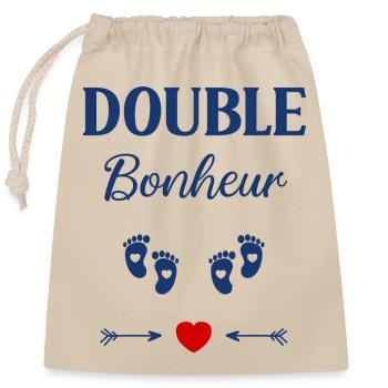 Double bonheur - Sac cadeau en coton avec cordon (25 x 30 cm) - nature - Devant
