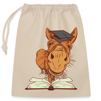 Donkey mule enrollment first grader clever - Closable cotton gift bag (25x30cm) - nature - Front