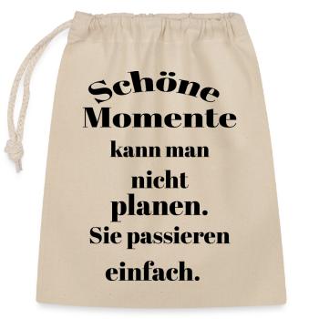 Schöne Momente - Verschließbarer Geschenkbeutel aus Baumwolle (25x30cm) - Natur - Vorne