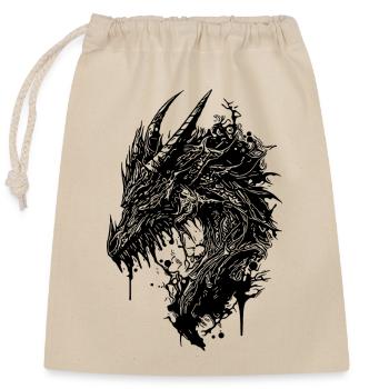 Creepy vintage dragon - Closable cotton gift bag (25x30cm) - nature - Front
