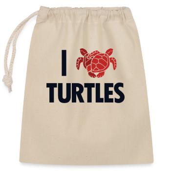 J’aime les tortues Tortue d’eau - Sac cadeau en coton avec cordon (25 x 30 cm) - nature - Devant