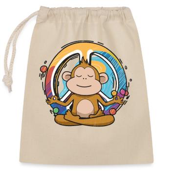 Hippie Affe Friedenszeichen Yoga Cool Ape Lustig - Verschließbarer Geschenkbeutel aus Baumwolle (25x30cm) - Natur - Vorne