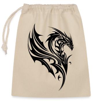 Dragon en style tatouage avec des ailes - Sac cadeau en coton avec cordon (25 x 30 cm) - nature - Devant