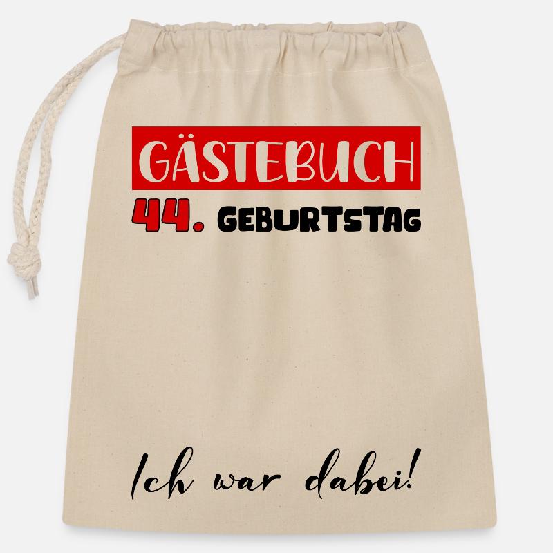 Gästebuch 44 Jahre Geburtstag Deko Bitte Eintragen - Verschließbarer Geschenkbeutel aus Baumwolle (25x30cm) - Natur