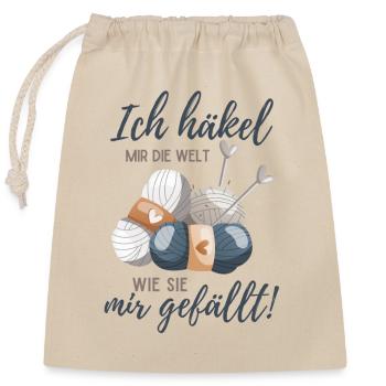 Häklerin häkeln Häklerinnen Geschenk Häkelnadel - Verschließbarer Geschenkbeutel aus Baumwolle (25x30cm) - Natur - Vorne