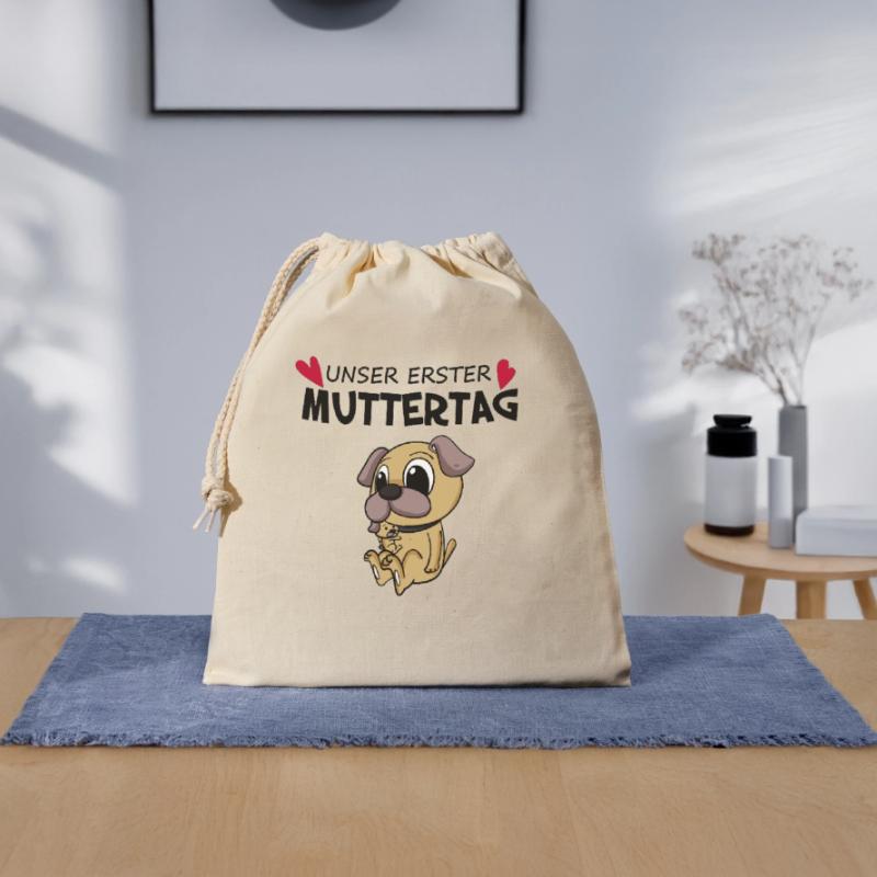 Muttertag - erster Muttertag Geschenk Verschließbarer Geschenkbeutel aus Baumwolle (25x30cm)