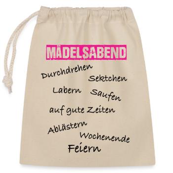Mädelsabend Jga - Verschließbarer Geschenkbeutel aus Baumwolle (25x30cm) - Natur - Vorne