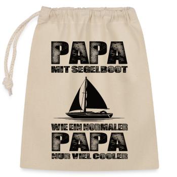 Papa Mit Segelboot Wie Ein Normaler Papa Nur Cool - Verschließbarer Geschenkbeutel aus Baumwolle (25x30cm) - Natur - Vorne