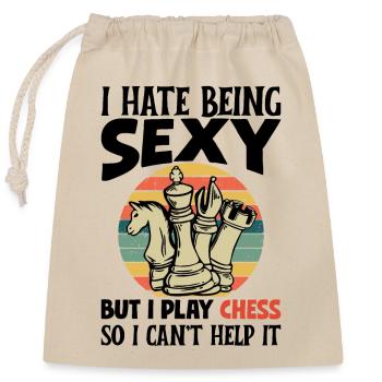 Schach Figuren Schachbrett Schachspieler Schach - Verschließbarer Geschenkbeutel aus Baumwolle (25x30cm) - Natur - Vorne