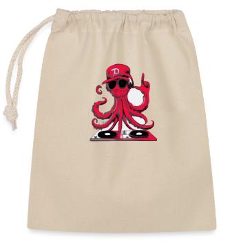 Red Octopus DJ, Music - Closable cotton gift bag (25x30cm) - nature - Front