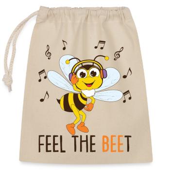 Music Bee Lover - Closable cotton gift bag (25x30cm) - nature - Front