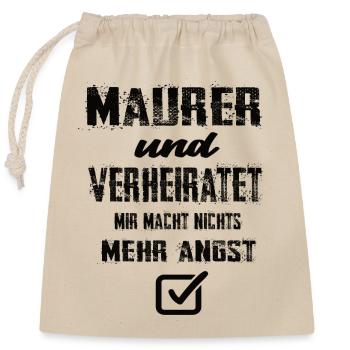 Maurer und Verheiratet - Verschließbarer Geschenkbeutel aus Baumwolle (25x30cm) - Natur - Vorne