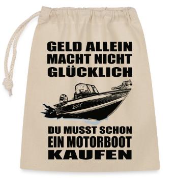 Motorboot - Verschließbarer Geschenkbeutel aus Baumwolle (25x30cm) - Natur - Vorne