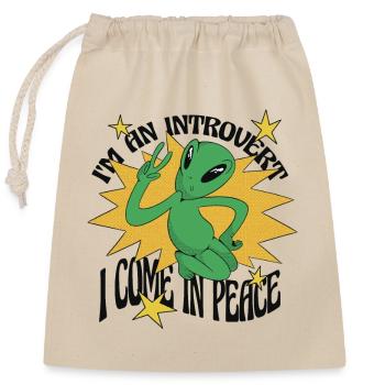 Alien signe de paix - Sac cadeau en coton avec cordon (25 x 30 cm) - nature - Devant