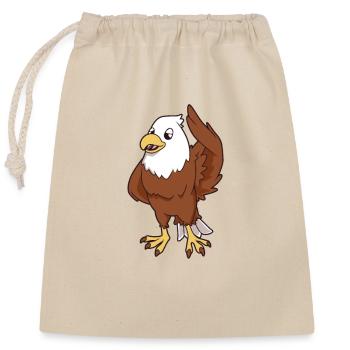 Kawaii Pygargue à queue blanche - Sac cadeau en coton avec cordon (25 x 30 cm) - nature - Devant