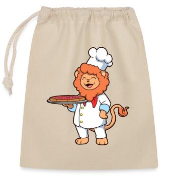 Lion est un fabricant de pizzas - Sac cadeau en coton avec cordon (25 x 30 cm) - nature - Devant