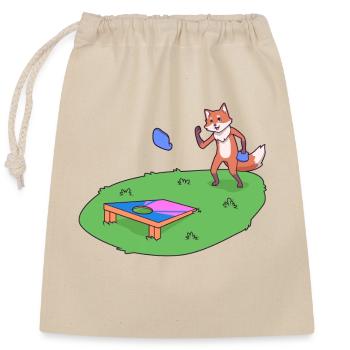 Fuchs spielt Cornhole - Verschließbarer Geschenkbeutel aus Baumwolle (25x30cm) - Natur - Vorne