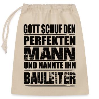Bauleiter - Verschließbarer Geschenkbeutel aus Baumwolle (25x30cm) - Natur - Vorne