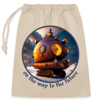 On the way to the future - Closable cotton gift bag (25x30cm) - nature - Front