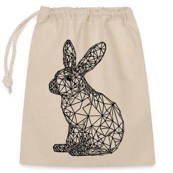Cute Geometric Rabbit Small Lines Rabbit - Closable cotton gift bag (25x30cm) - nature - Front