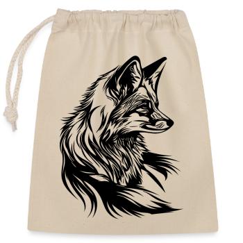 Petit renard mignon portrait tatouage encre - Sac cadeau en coton avec cordon (25 x 30 cm) - nature - Devant