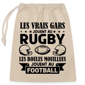 Cadeau rugbyman, cadeau Fan de rugby.Rugby. - Sac cadeau en coton avec cordon (25 x 30 cm) - nature - Devant