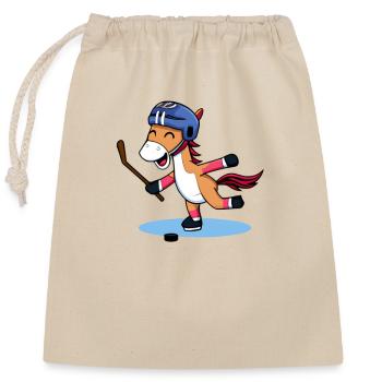 Kawaii Pferd im Eishockey Stil - Verschließbarer Geschenkbeutel aus Baumwolle (25x30cm) - Natur - Vorne