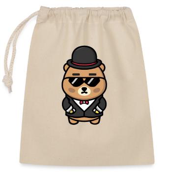 Bär Ggangster Mafia Melone Sonnenbrille - Verschließbarer Geschenkbeutel aus Baumwolle (25x30cm) - Natur - Vorne