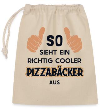 So sieht ein cooler Pizzabäcker aus Pizza - Verschließbarer Geschenkbeutel aus Baumwolle (25x30cm) - Natur - Vorne