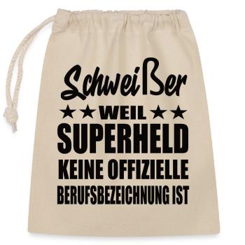 Schweißer Superheld Spruch - Verschließbarer Geschenkbeutel aus Baumwolle (25x30cm) - Natur - Vorne