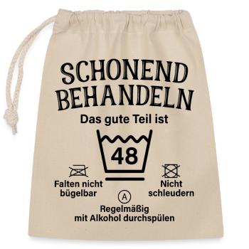 48. Geburtstag Schonend Behandeln 48 Teil Ist 48 - Verschließbarer Geschenkbeutel aus Baumwolle (25x30cm) - Natur - Vorne