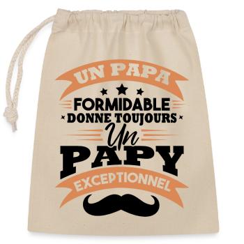 Papa formidable donne toujours papy exceptionnel - Sac cadeau en coton avec cordon (25 x 30 cm) - nature - Devant