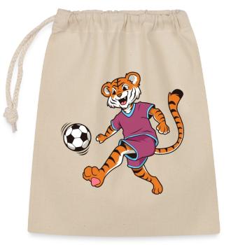 Comic Tiger joue au football - Sac cadeau en coton avec cordon (25 x 30 cm) - nature - Devant