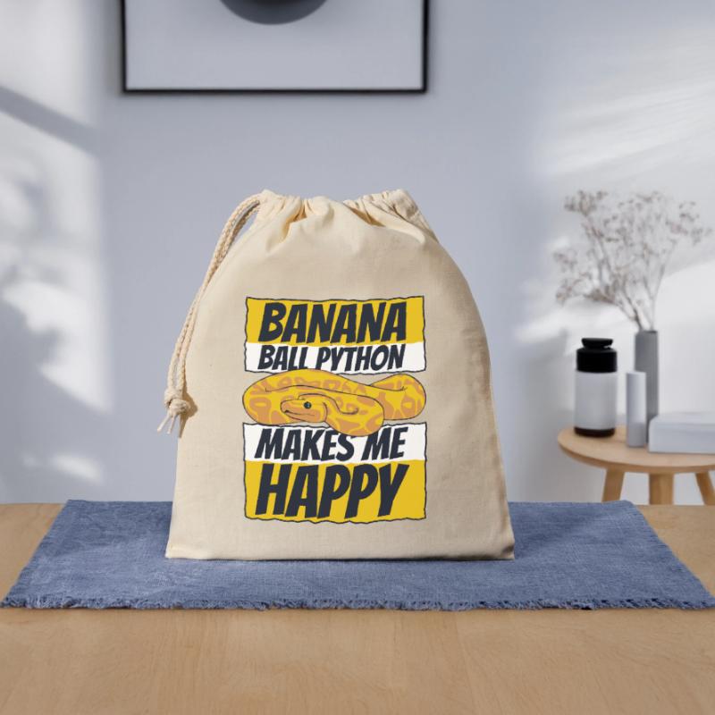 Me rend heureux Serpent Python Boule de banane Python Sac cadeau en coton avec cordon (25 x 30 cm)