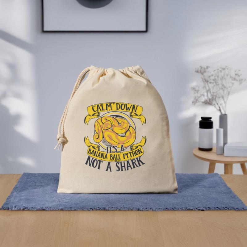 Calmez-vous, ce n’est pas une boule de banane de python de requin Sac cadeau en coton avec cordon (25 x 30 cm)
