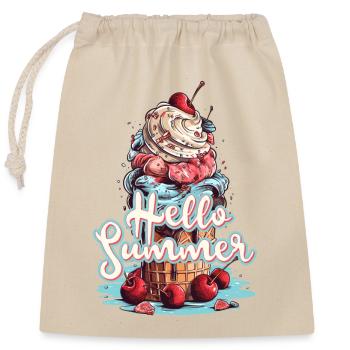 Hello Summer Eis Eiscreme Eisdiele - Verschließbarer Geschenkbeutel aus Baumwolle (25x30cm) - Natur - Vorne