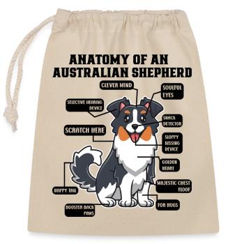Berger australien Aussie Papa Aussie Maman - Sac cadeau en coton avec cordon (25 x 30 cm) - nature - Devant