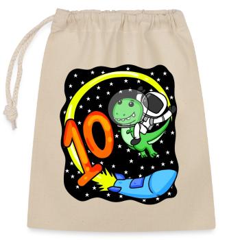 10 Geburtstag Junge Astronaut - zehn Jahre - Verschließbarer Geschenkbeutel aus Baumwolle (25x30cm) - Natur - Vorne