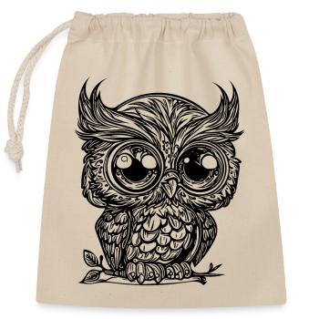Petit chouette de zoo câline coquine mignonne - Sac cadeau en coton avec cordon (25 x 30 cm) - nature - Devant