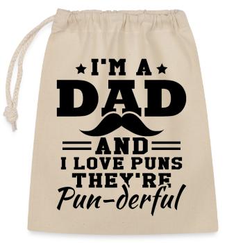 J’adore les jeux de mots | Hommes | Blague de Papa - Sac cadeau en coton avec cordon (25 x 30 cm) - nature - Devant