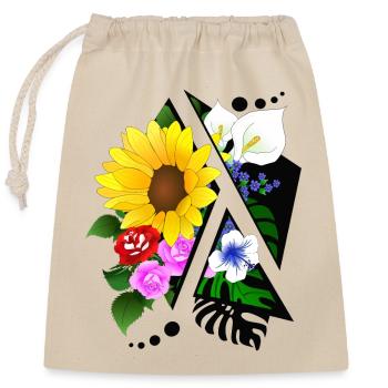 Blumen Arrangement abstrakt zerschnitten - Verschließbarer Geschenkbeutel aus Baumwolle (25x30cm) - Natur - Vorne