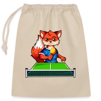 renard de dessin animé jouant au tennis de table - Sac cadeau en coton avec cordon (25 x 30 cm) - nature - Devant